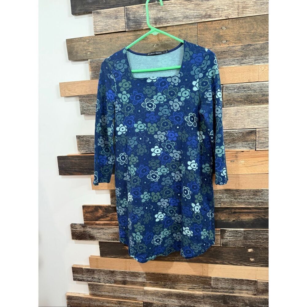 Gudrun Sjoden floral tunic mini dress pockets size Small